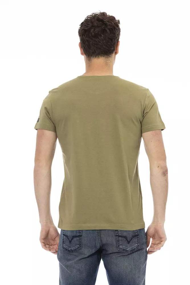 Trussardi Action Green Cotton Men T-Shirt | Regal Royce