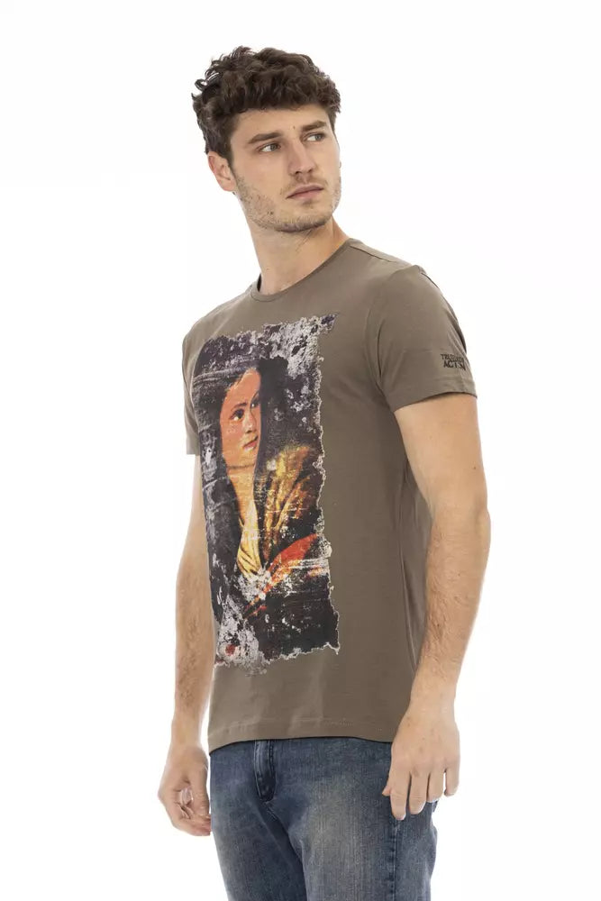 Trussardi Action Brown Cotton Men T-Shirt | Regal Royce