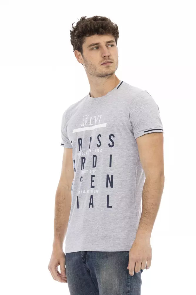 Trussardi Action Gray Cotton Men T-Shirt | Regal Royce