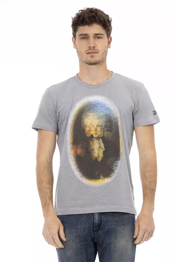 Trussardi Action Gray Cotton Men T-Shirt | Regal Royce