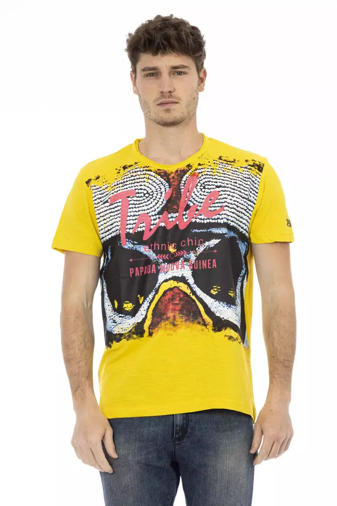Trussardi Action Yellow Cotton Men T-Shirt | Regal Royce