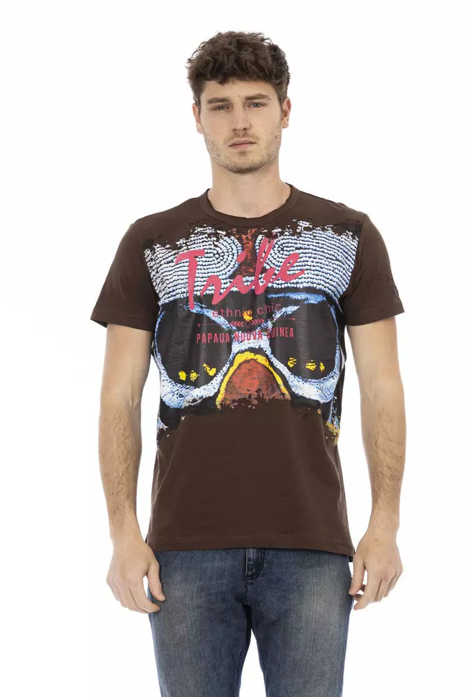 Trussardi Action Brown Cotton Men T-Shirt | Regal Royce
