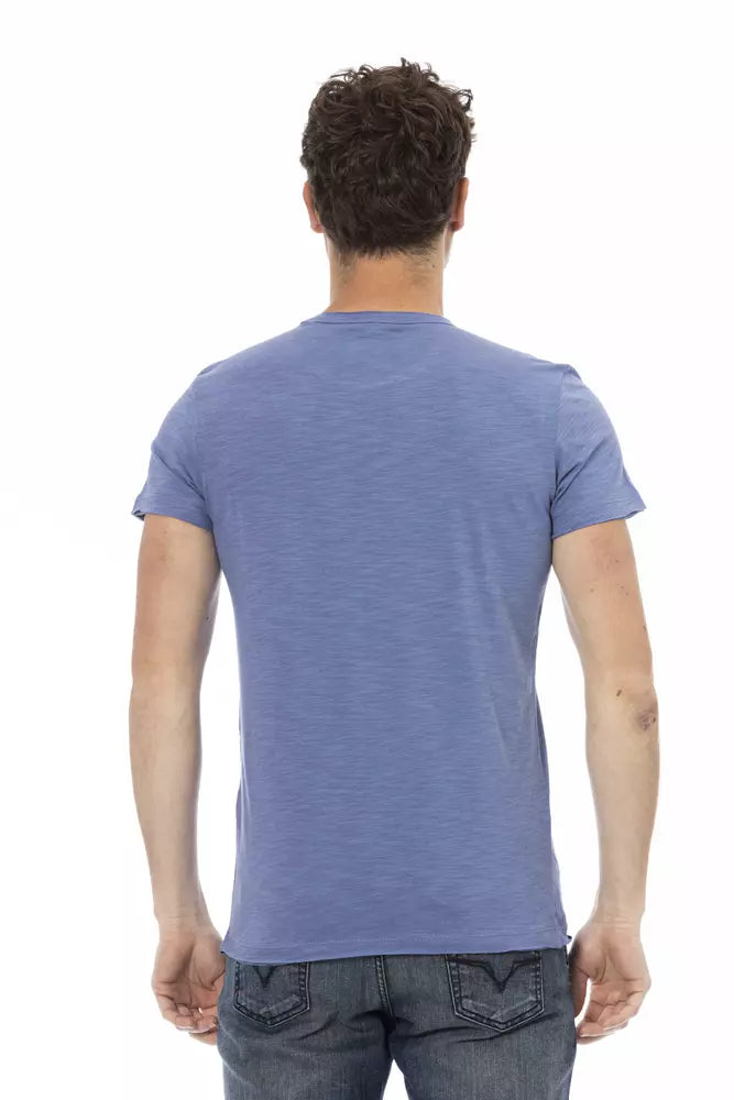 Trussardi Action Blue Cotton Men T-Shirt | Regal Royce