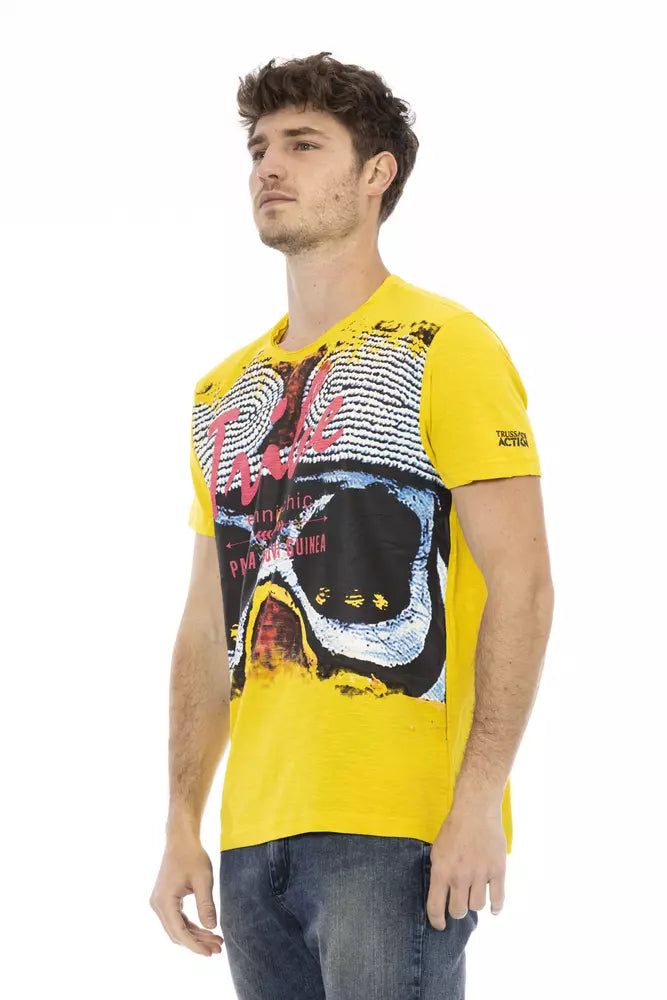 Trussardi Action Yellow Cotton Men T-Shirt | Regal Royce