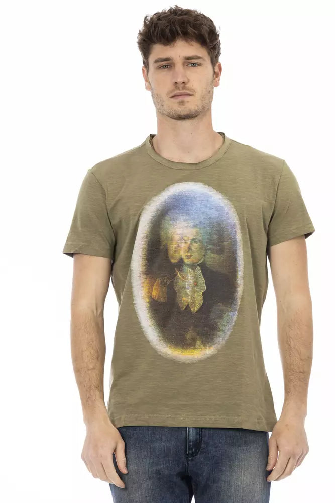 Trussardi Action Green Cotton Men T-Shirt | Regal Royce
