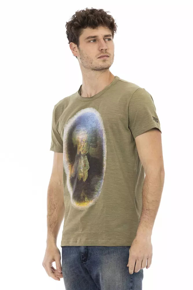 Trussardi Action Green Cotton Men T-Shirt | Regal Royce