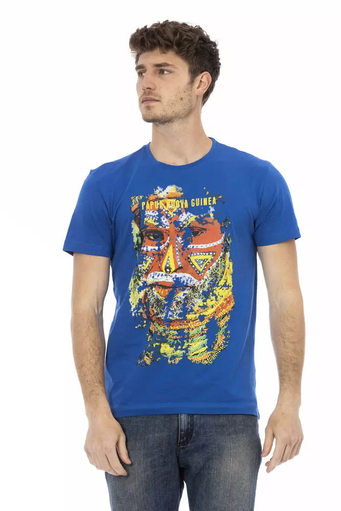 Trussardi Action Blue Cotton Men T-Shirt | Regal Royce