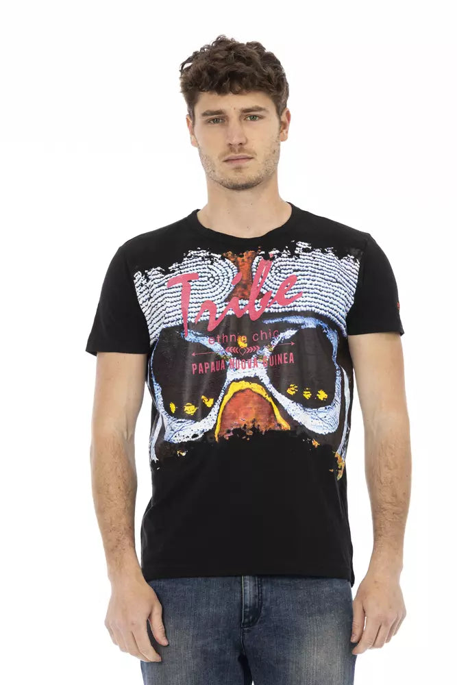 Trussardi Action Black Cotton Men T-Shirt | Regal Royce