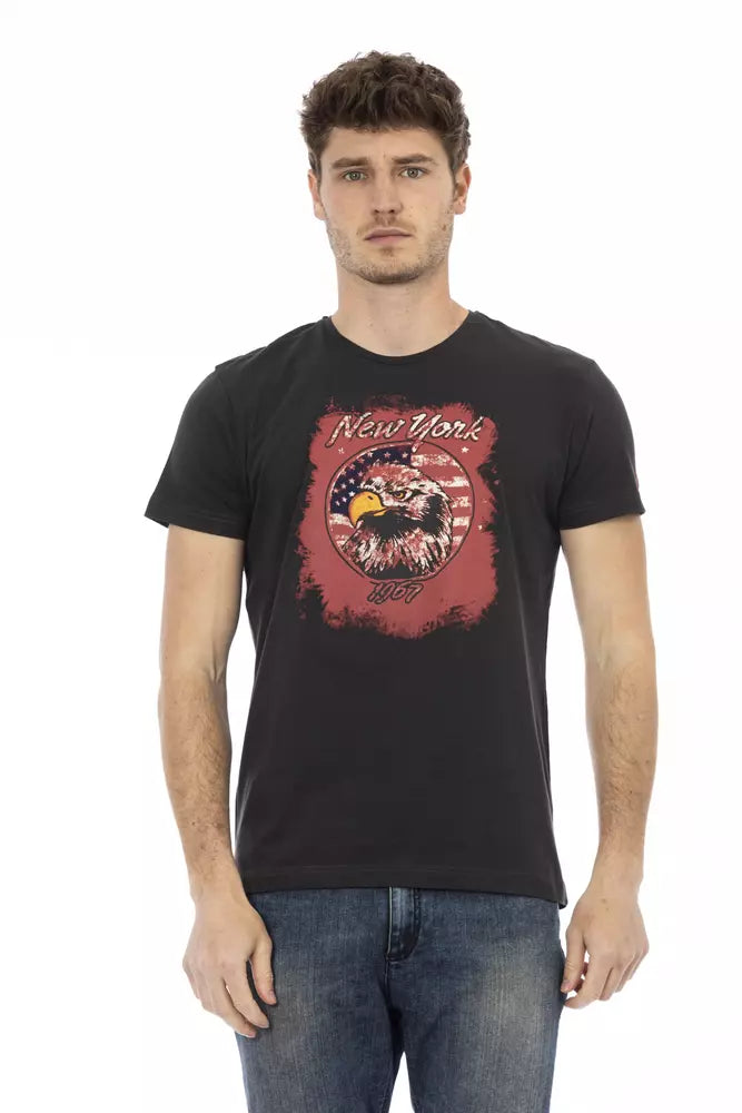Trussardi Action Black Cotton Men T-Shirt | Regal Royce