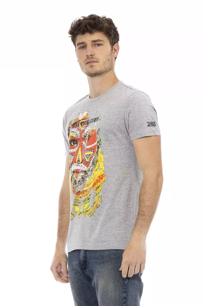 Trussardi Action Gray Cotton Men T-Shirt | Regal Royce