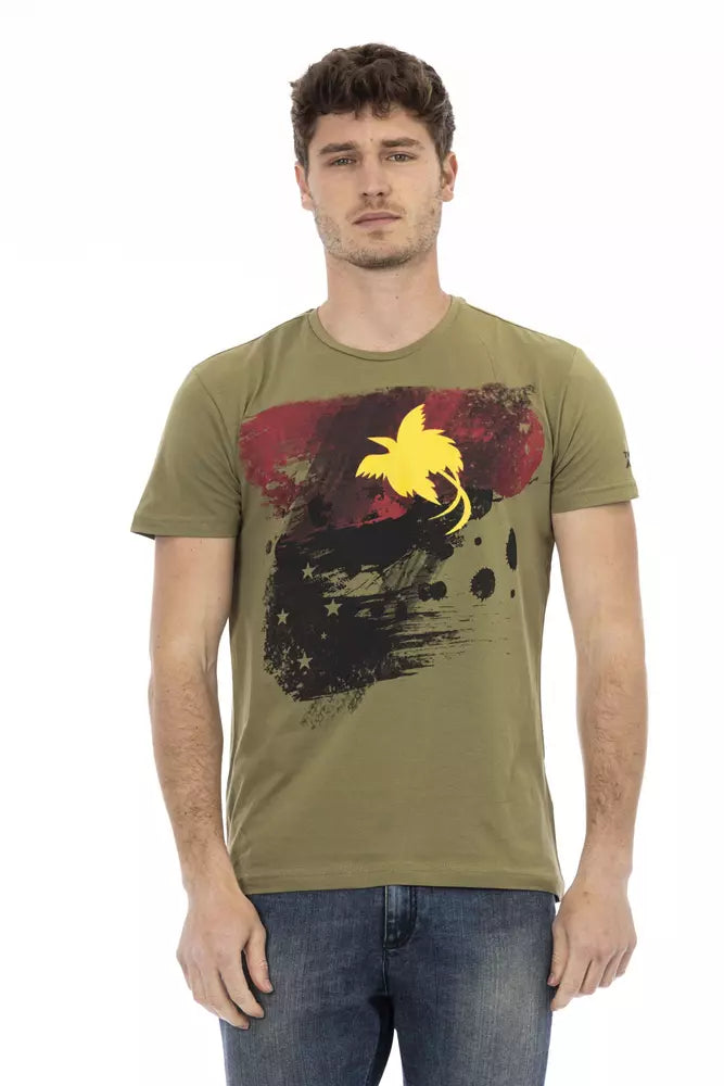 Trussardi Action Green Cotton Men T-Shirt | Regal Royce