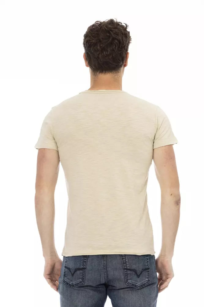 Trussardi Action Beige Cotton Men T-Shirt | Regal Royce
