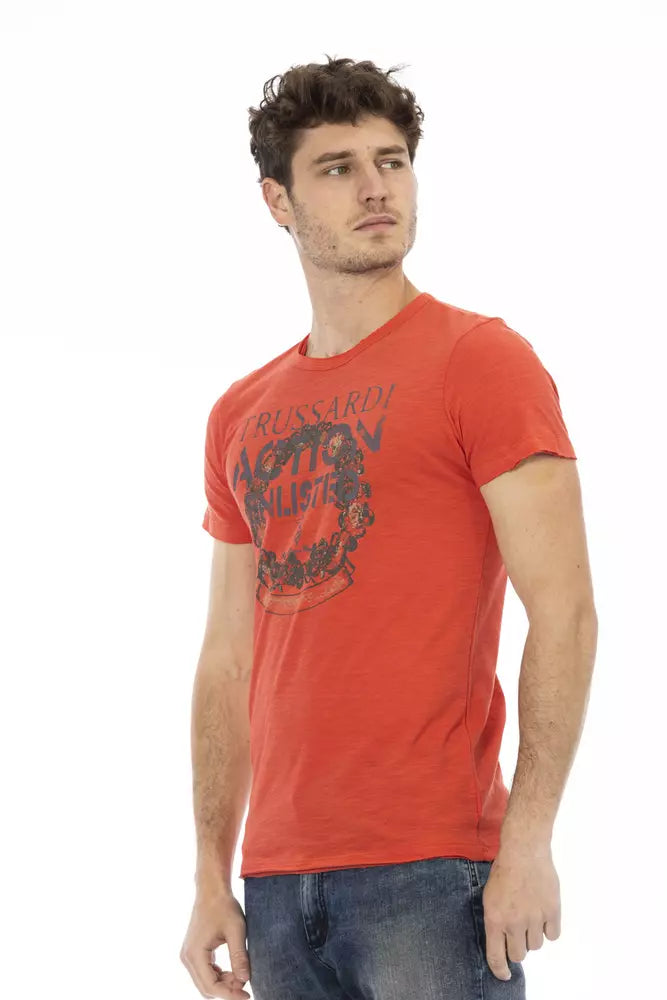 Trussardi Action Red Cotton Men T-Shirt | Regal Royce