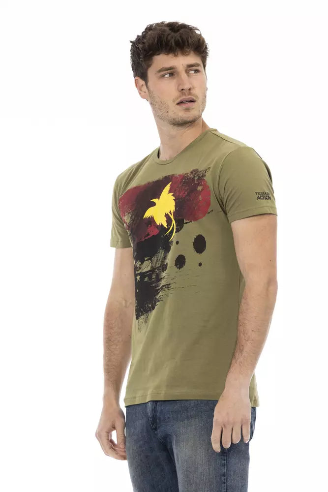 Trussardi Action Green Cotton Men T-Shirt | Regal Royce