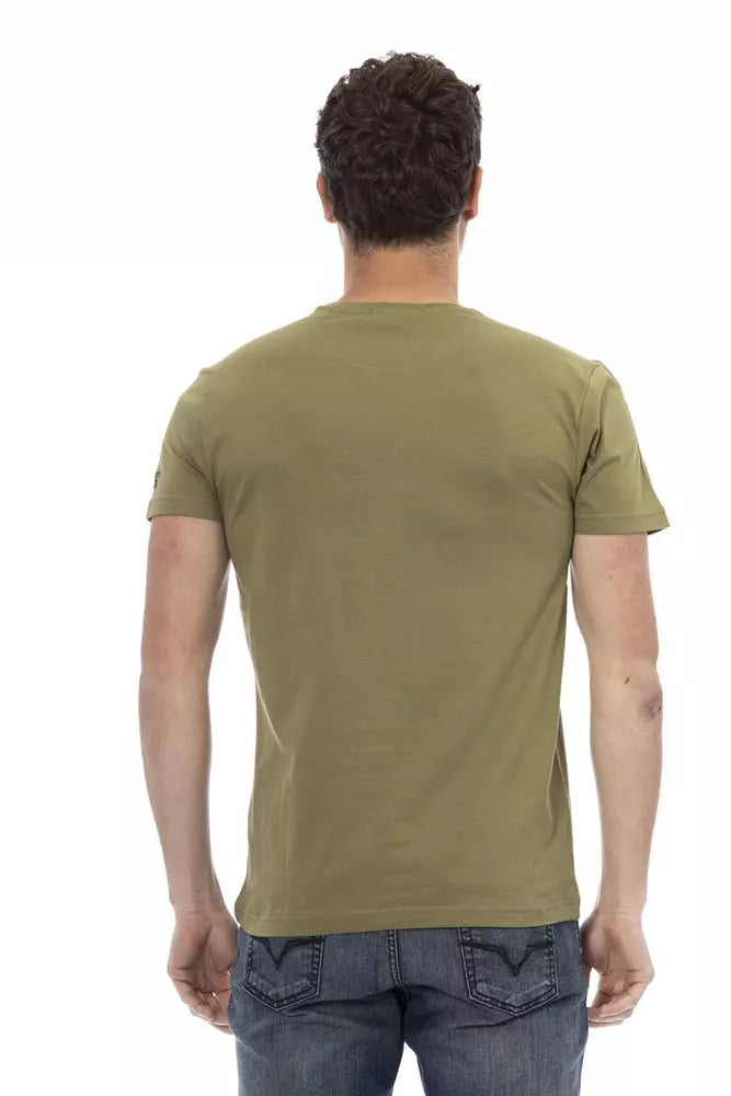 Trussardi Action Green Cotton Men T-Shirt | Regal Royce