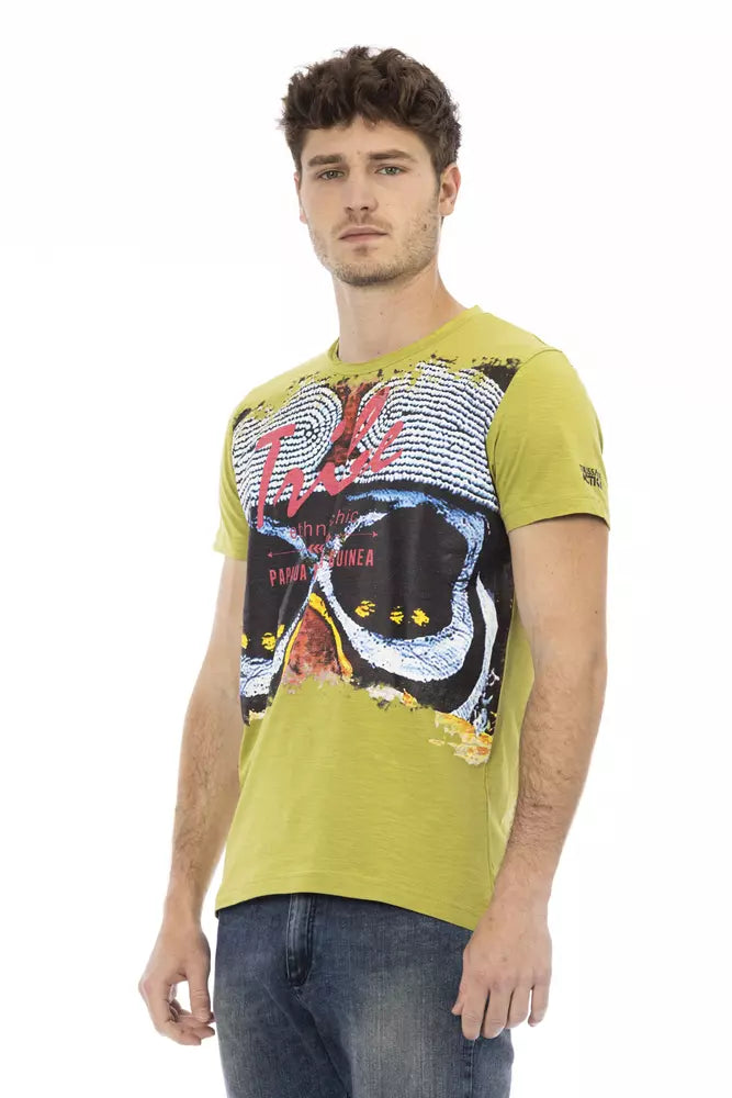 Trussardi Action Green Cotton Men T-Shirt | Regal Royce