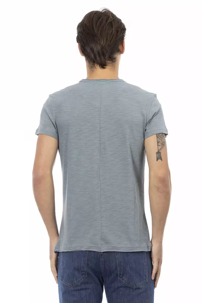 Trussardi Action Gray Cotton Men T-Shirt | Regal Royce