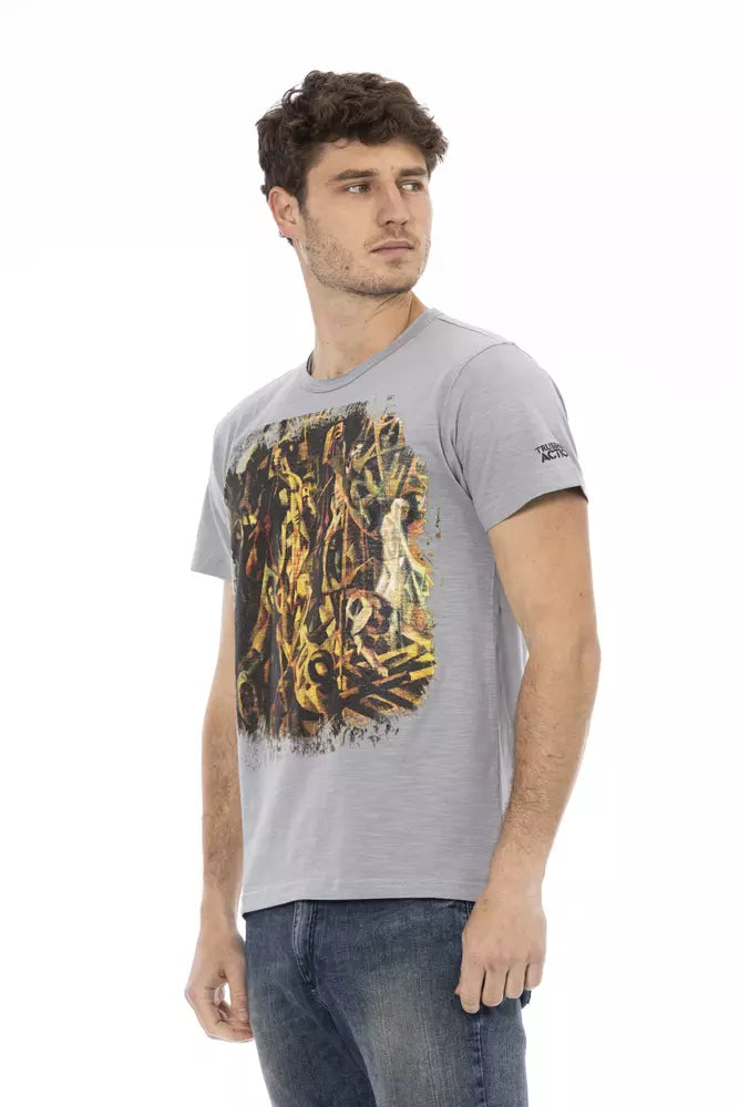 Trussardi Action Gray Cotton Men T-Shirt | Regal Royce