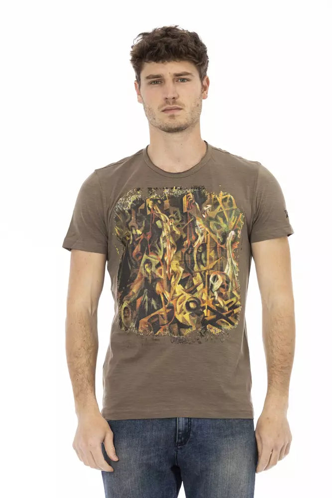 Trussardi Action Brown Cotton Men T-Shirt | Regal Royce