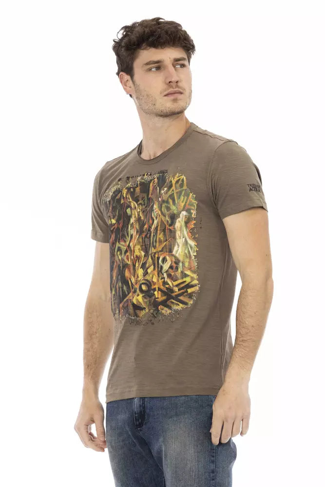 Trussardi Action Brown Cotton Men T-Shirt | Regal Royce