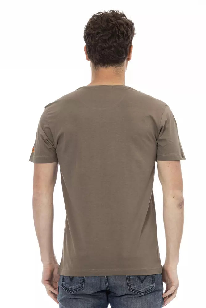 Trussardi Action Brown Cotton Men T-Shirt | Regal Royce