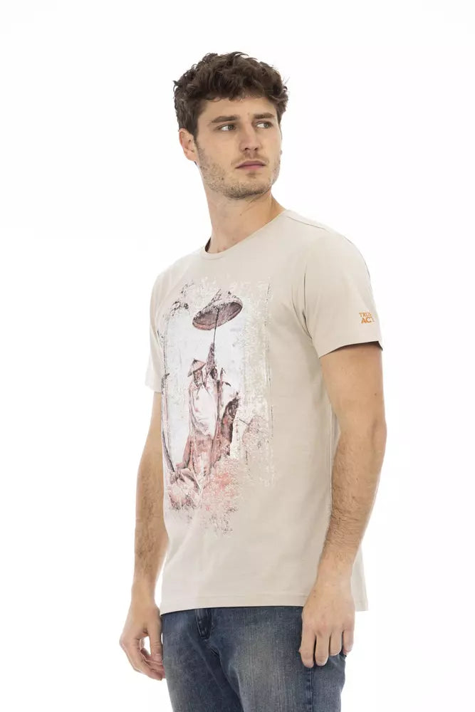 Trussardi Action Beige Cotton Men T-Shirt | Regal Royce