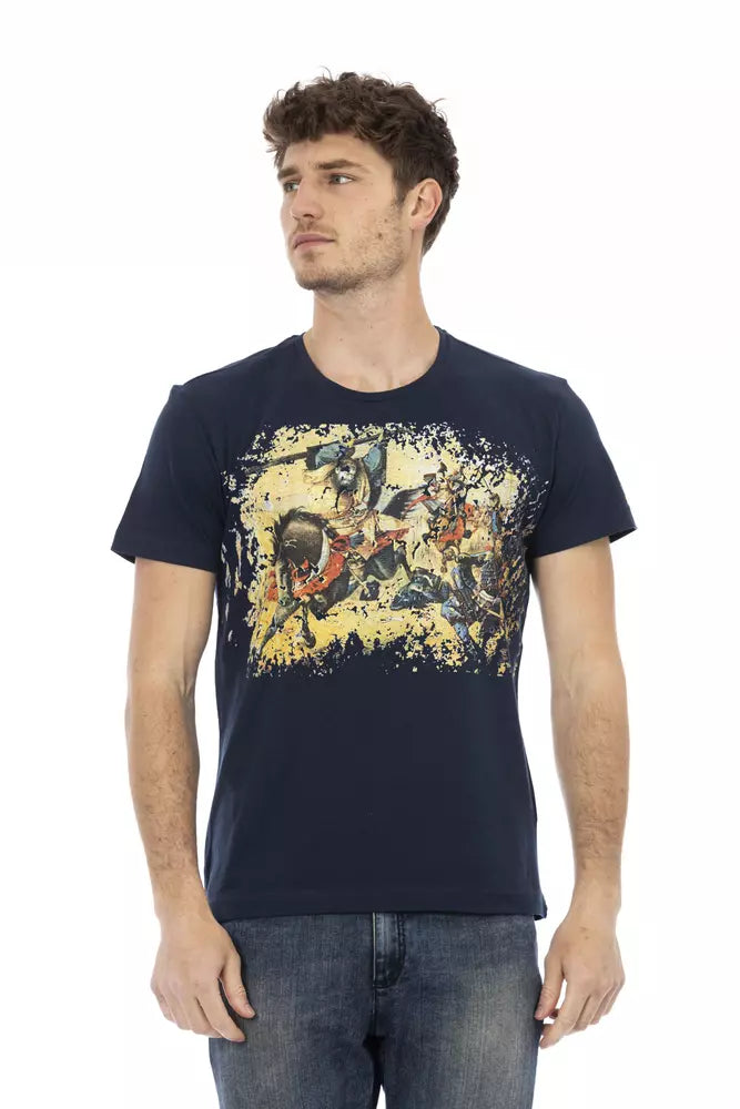 Trussardi Action Blue Cotton Men T-Shirt | Regal Royce