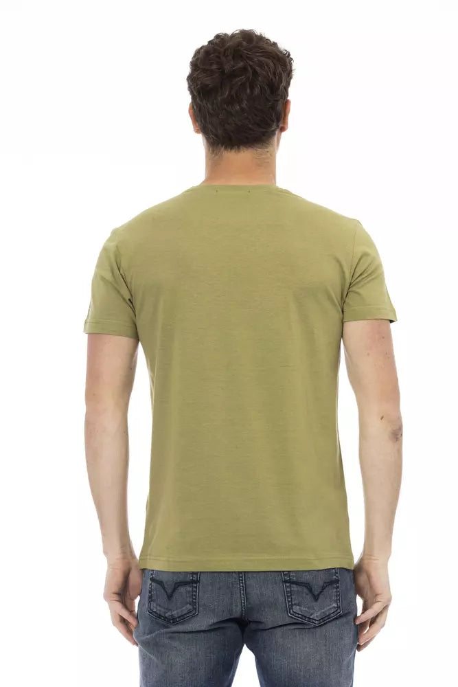 Trussardi Action Green Cotton Men T-Shirt | Regal Royce