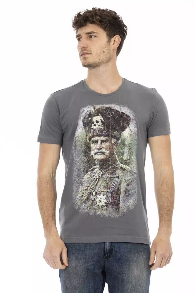 Trussardi Action Gray Cotton Men T-Shirt | Regal Royce