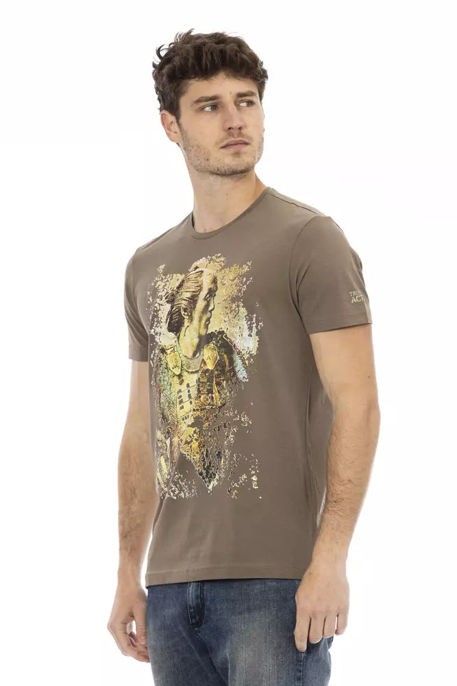 Trussardi Action Brown Cotton Men T-Shirt | Regal Royce