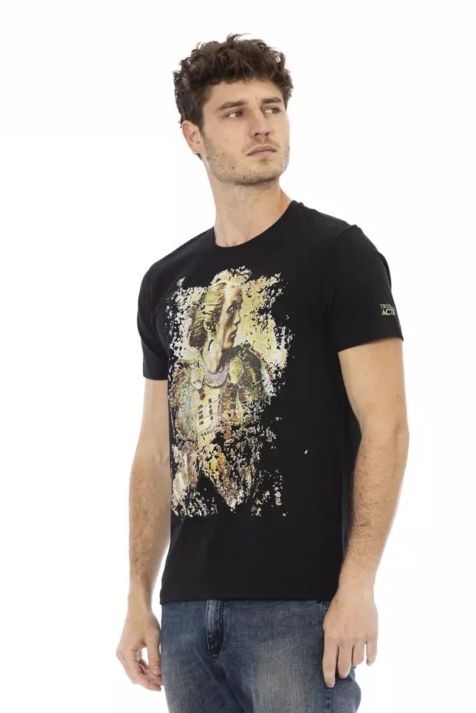 Trussardi Action Black Cotton Men T-Shirt | Regal Royce