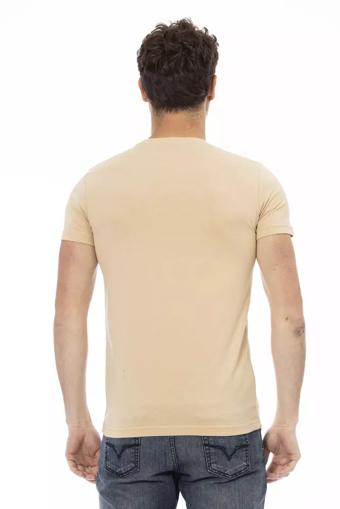 Trussardi Action Beige Cotton Men T-Shirt | Regal Royce
