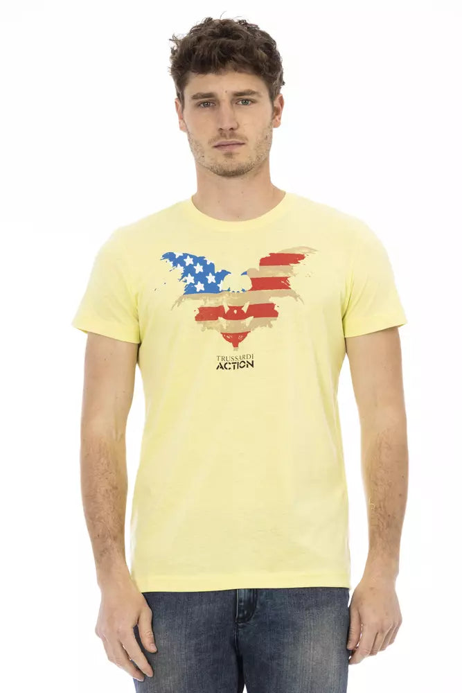 Trussardi Action Yellow Cotton Men T-Shirt | Regal Royce