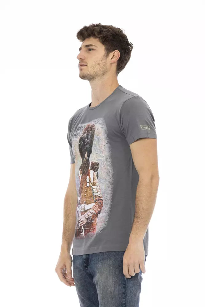 Trussardi Action Gray Cotton Men T-Shirt | Regal Royce