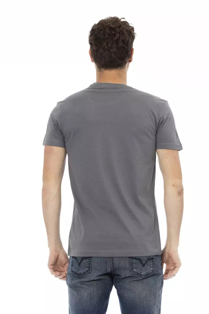 Trussardi Action Gray Cotton Men T-Shirt | Regal Royce