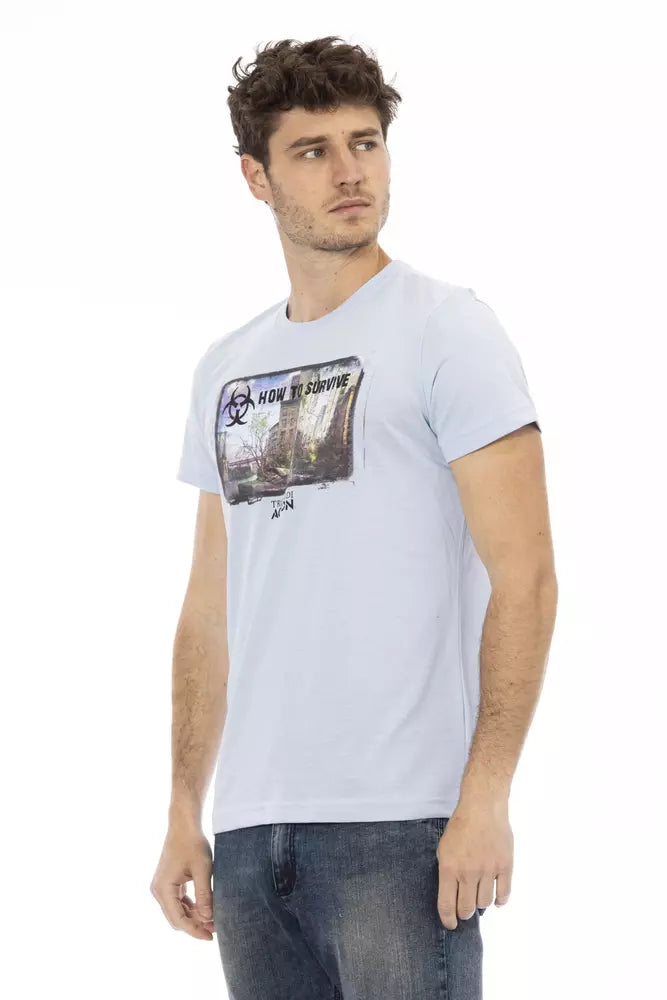 Trussardi Action Light Blue Cotton Men T-Shirt | Regal Royce