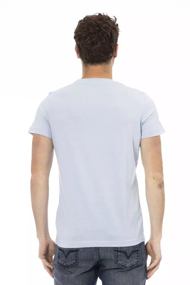 Trussardi Action Light Blue Cotton Men T-Shirt | Regal Royce