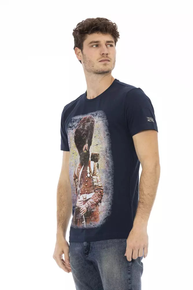 Trussardi Action Blue Cotton Men T-Shirt | Regal Royce