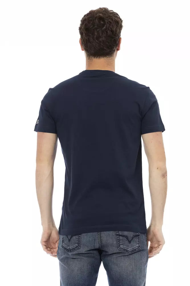 Trussardi Action Blue Cotton Men T-Shirt | Regal Royce