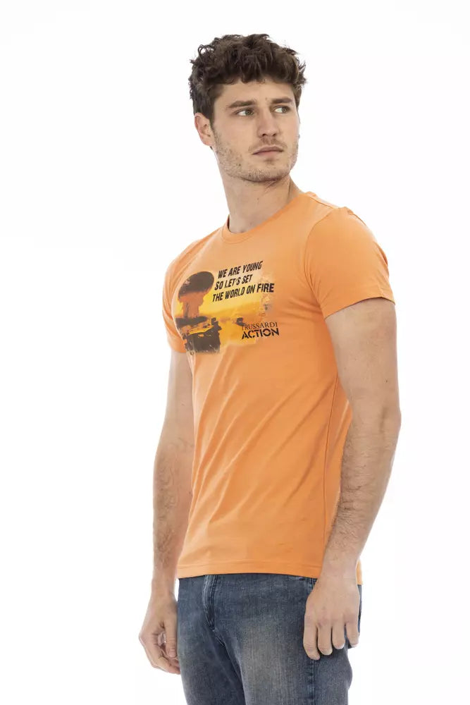 Trussardi Action Orange Cotton Men T-Shirt | Regal Royce
