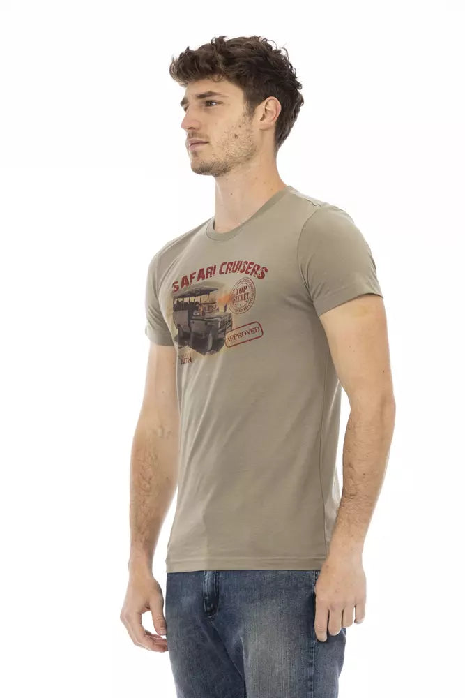Trussardi Action Green Cotton Men T-Shirt | Regal Royce