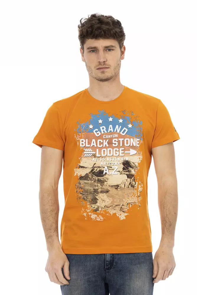 Trussardi Action Orange Cotton Men T-Shirt | Regal Royce