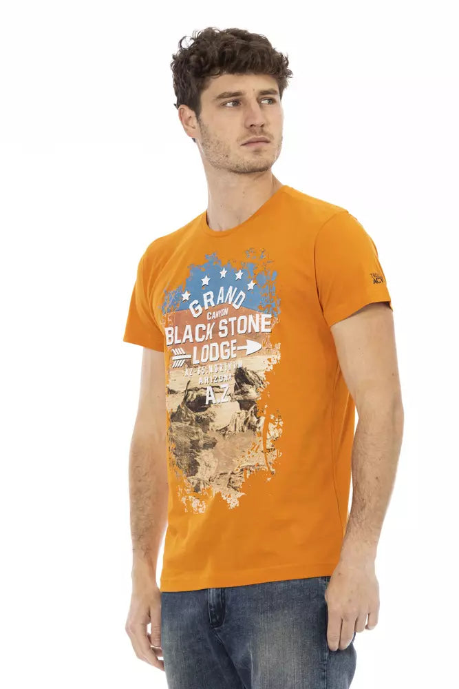 Trussardi Action Orange Cotton Men T-Shirt | Regal Royce