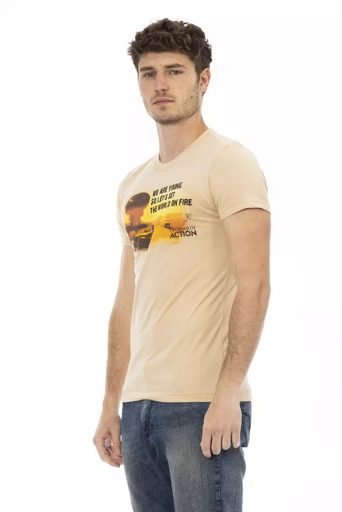 Trussardi Action Beige Cotton Men's T-Shirt | Regal Royce
