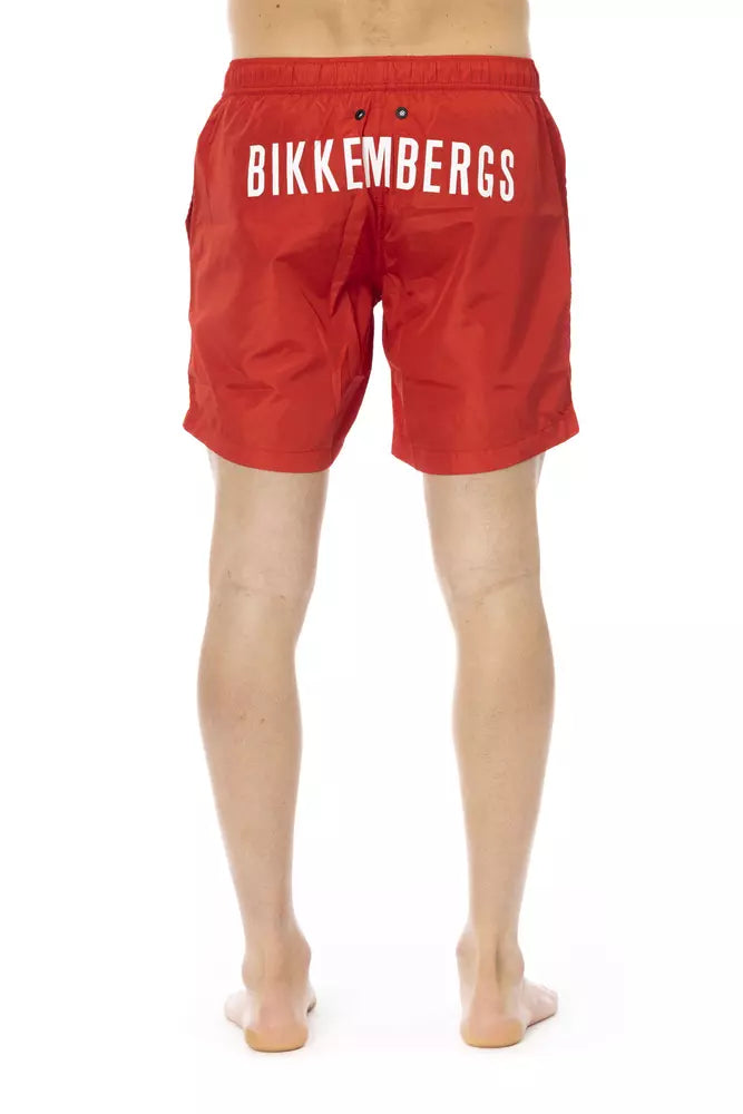 Bikkembergs Red Polyester Men Swim Short | Regal Royce