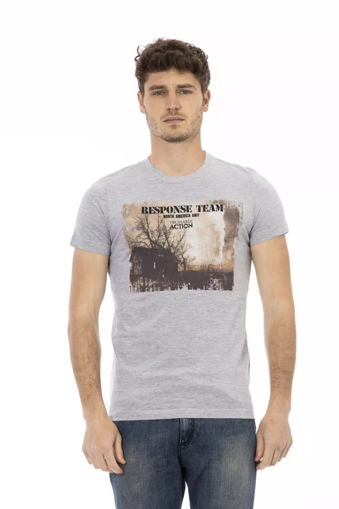 Trussardi Action Gray Cotton Men T-Shirt | Regal Royce