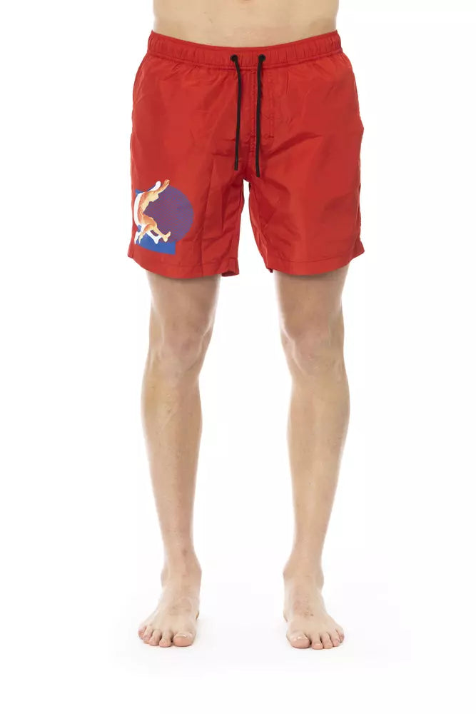 Bikkembergs Red Polyester Men Swim Short | Regal Royce