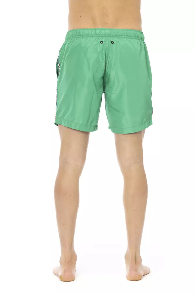 Bikkembergs Green Polyester Men Swim Short | Regal Royce