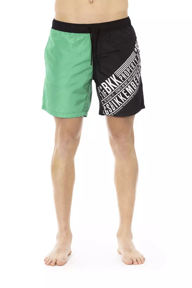 Bikkembergs Green Polyester Men Swim Short | Regal Royce