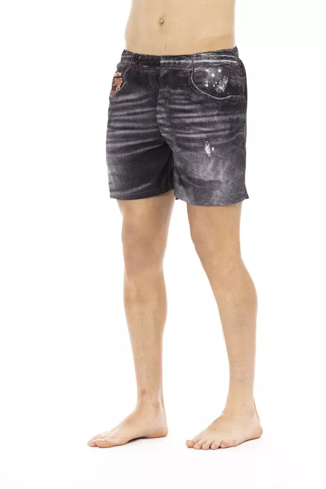 Just Cavalli Black Polyester Men's Swim Short | Regal Royce